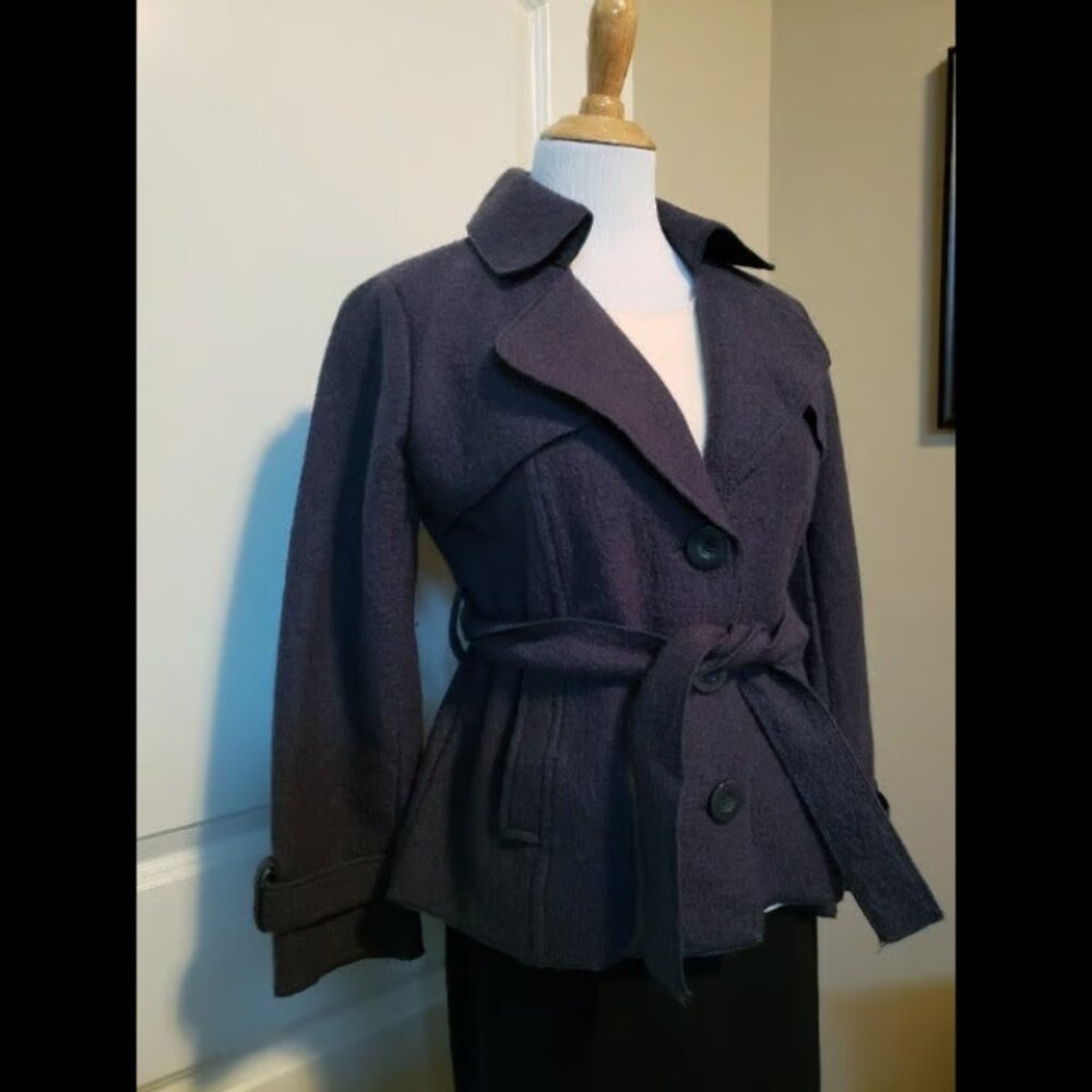 NWT Sandro Charcoal Women's Petite Medium Sweater Coat Jacket